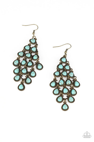 Paparazzi Earring - Rural Rainstorms - Blue Brass