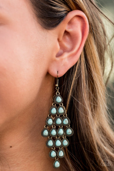 Paparazzi Earring - Rural Rainstorms - Blue Brass