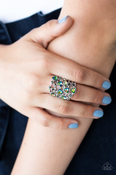 Paparazzi Set Earring & Ring - I Think ICE Can & Glitter Flirt - Multi