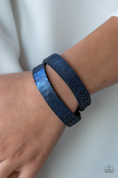 Paparazzi Bracelet - Under The Sequins - Blue Silver Wrap