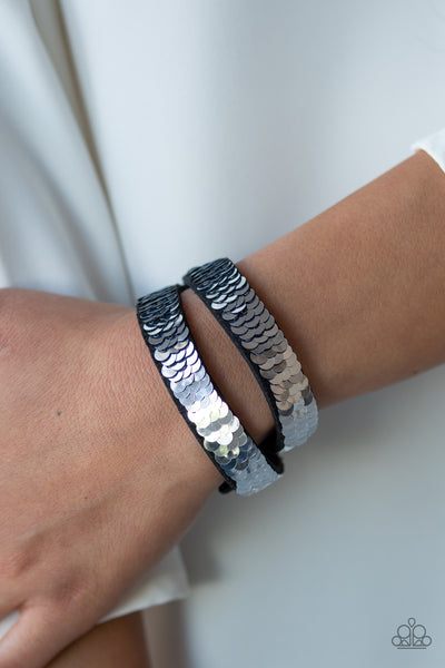 Paparazzi Bracelet - Under The Sequins - Blue Silver Wrap