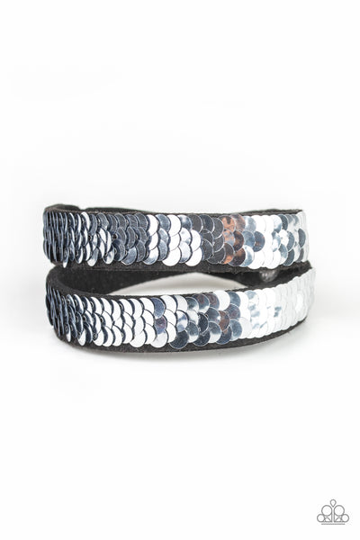 Paparazzi Bracelet - Under The Sequins - Blue Silver Wrap