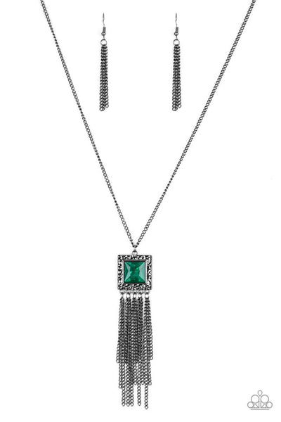 Paparazzi Necklace - Shimmer Sensei - Green Black