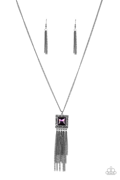 Paparazzi Necklace - Shimmer Sensei - Purple Black Metal
