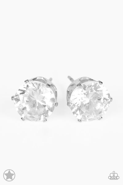 Paparazzi Blockbuster Earrings - Just In Timeless - White Silver