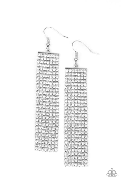 Paparazzi Earring - Top-Down Shimmer - White