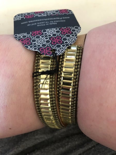 Paparazzi Bracelet - True Glitz - Brass Urban Wrap