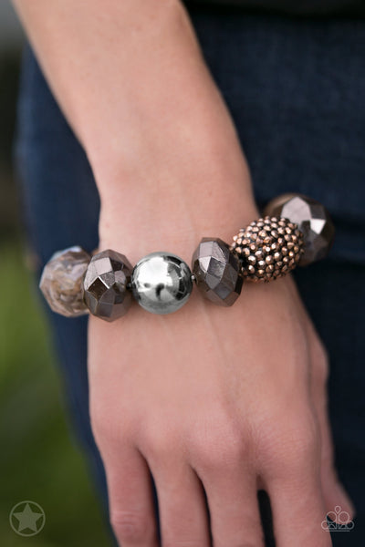 Paparazzi Blockbuster Bracelet - All Cozied Up - Brown Copper