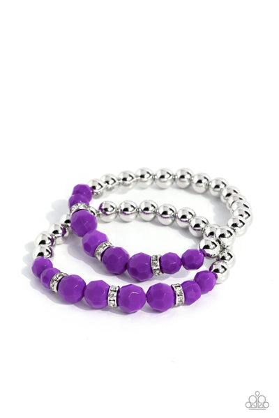 Paparazzi Bracelet - Two by Two Twinkle - Purple