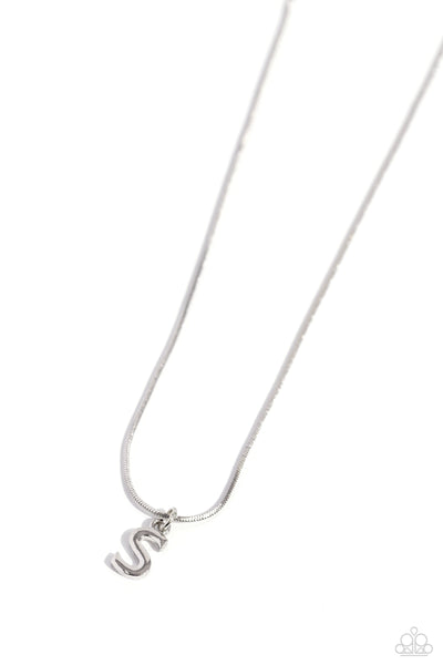 Paparazzi Necklace - Seize the Initial - Silver