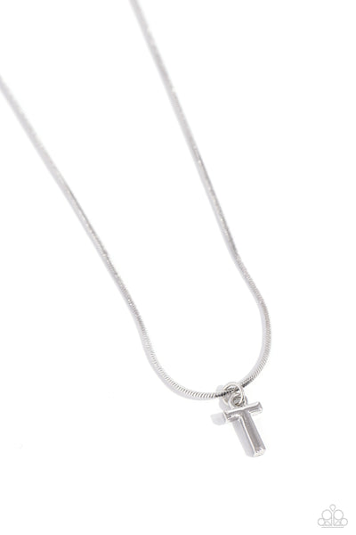 Paparazzi Necklace - Seize the Initial - Silver