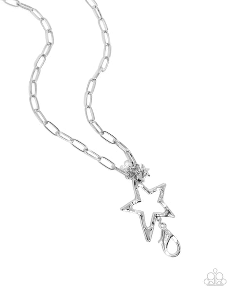 Paparazzi Necklace - Trendy Tenure - Silver Lanyard