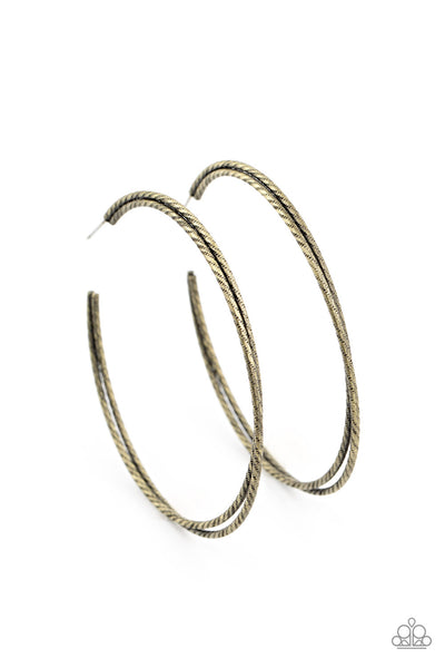 Paparazzi Earring - Curved Couture - Brass Hoop