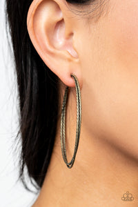 Paparazzi Earring - Curved Couture - Brass Hoop