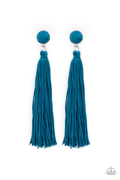 Paparazzi Earrings - Tightrope Tassel - Blue