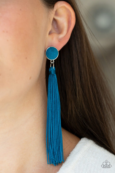 Paparazzi Earrings - Tightrope Tassel - Blue