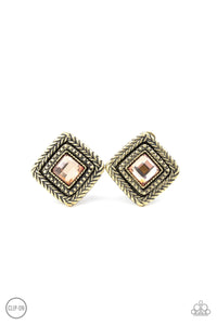 Paparazzi Earring - Fashion Square - Brass Clip-On