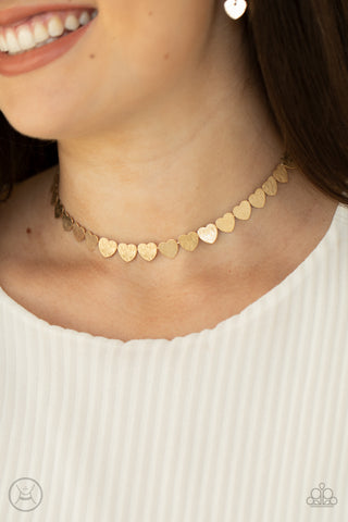 Paparazzi Necklace - Playing HEART To Get - Gold Choker