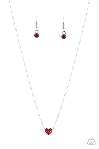 Paparazzi Necklace - Hit 'Em Where It HEARTS - Red