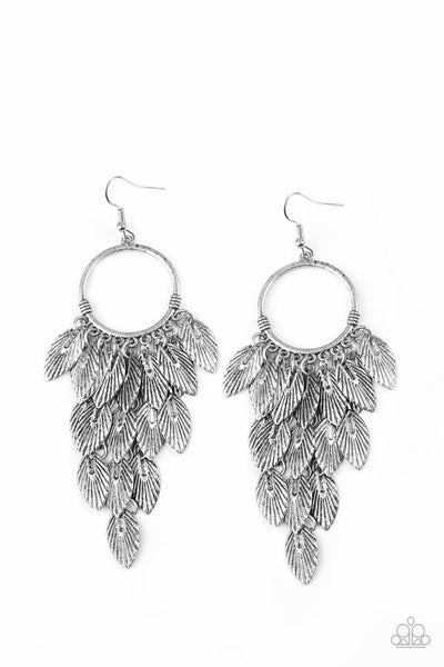 Paparazzi Earring - Feather Frenzy - Silver