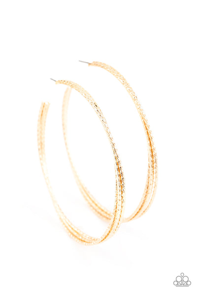 Paparazzi Earring - Watch and Learn - Gold Hoop