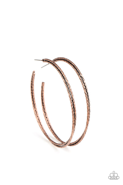 Paparazzi Earring - Curved Couture - Copper Hoop