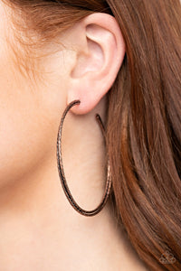 Paparazzi Earring - Curved Couture - Copper Hoop