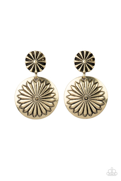 Paparazzi Earring - Fierce Florals - Brass