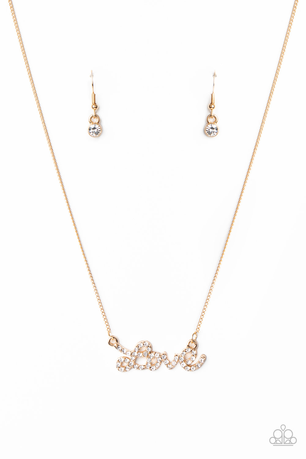 Paparazzi Necklace - Head Over Heels In LOVE - Gold