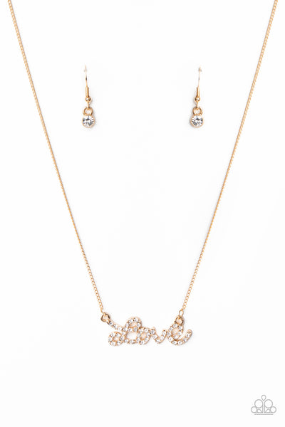 Paparazzi Necklace - Head Over Heels In LOVE - Gold