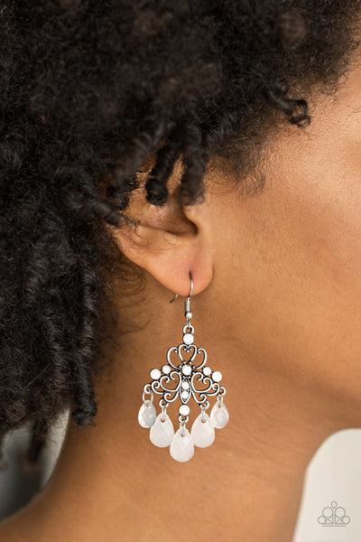 Paparazzi Earring - Dip It GLOW - White