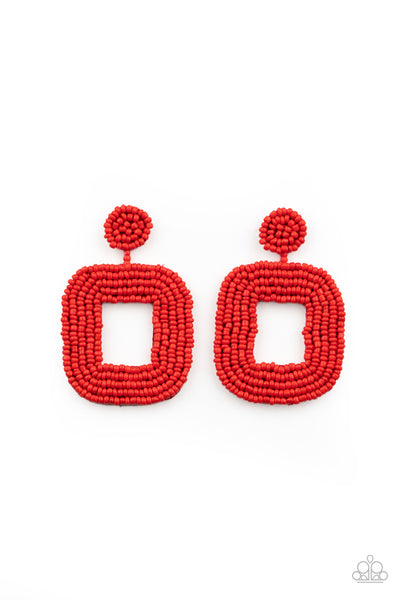 Paparazzi Earring - Beaded Bella - Red