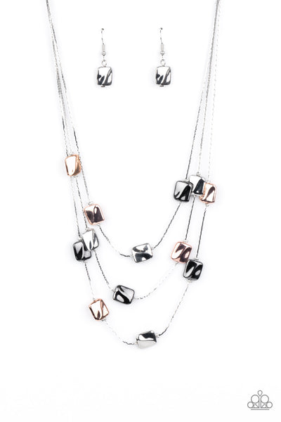Paparazzi Necklace - Downtown Reflections - Silver Multi