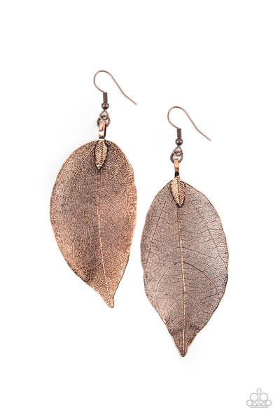 Paparazzi Earring - Leafy Legacy - Copper