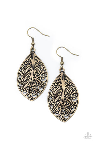 Paparazzi Earring - One VINE Day - Brass