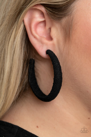 Paparazzi Earring - Twine and Dine - Black Hoop