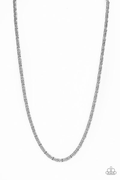 Paparazzi Necklace - Go Down Fighting - Silver Urban