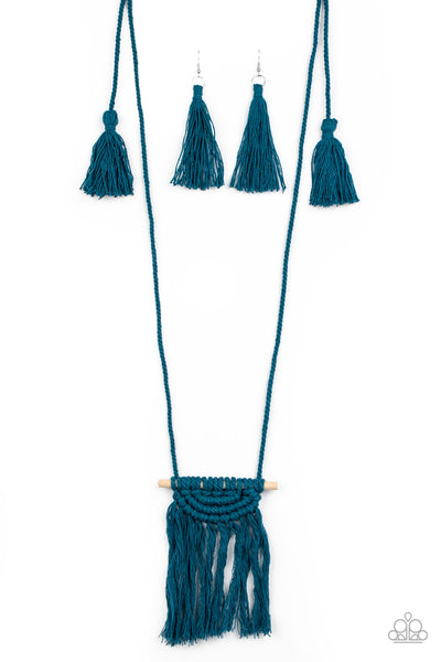 Paparazzi Necklace - Between You and Macrame - Blue