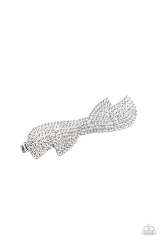 Paparazzi Hair Accessory - Bow Your Top Twinkle - White