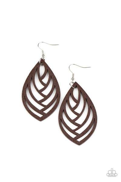 Paparazzi Earring - Out of the Woodwork - Brown