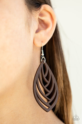 Paparazzi Earring - Out of the Woodwork - Brown