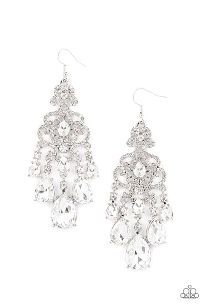 Paparazzi Earring - Queen Of All Things Sparkly - White