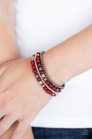 Paparazzi Bracelet - Stacked Style Maker - Red