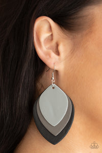 Paparazzi Earring - Light as a LEATHER - Black