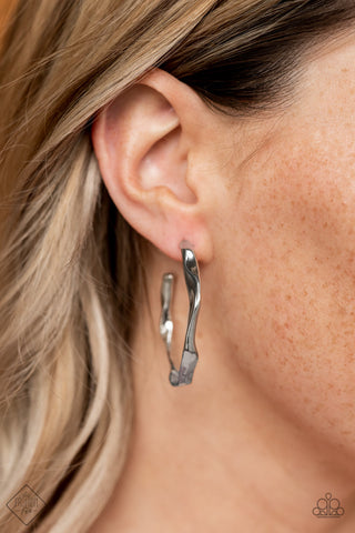 Paparazzi Earring - Coveted Curves - Silver Hoops