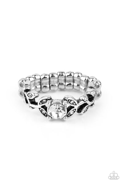 Paparazzi Ring - Frosted Flower Beds - White