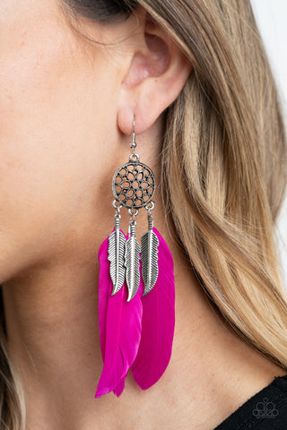 Paparazzi Earring - In Your Wildest DREAM-CATCHERS - Pink