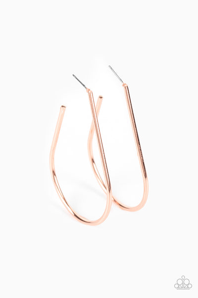 Paparazzi Earring - City Curves - Copper