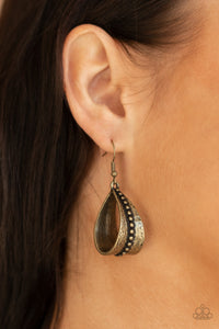 Paparazzi Earring - STIRRUP Some Trouble - Brass