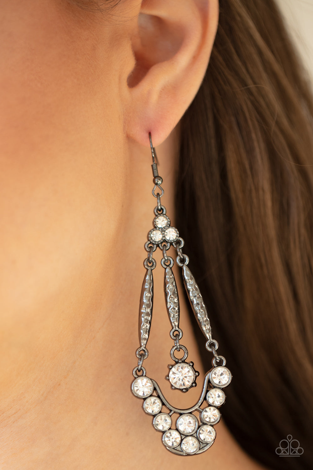 Paparazzi Earring - High-Ranking Radiance - Black